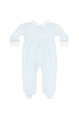 Nellapima Blue Herringbone Embroidered Train Footie