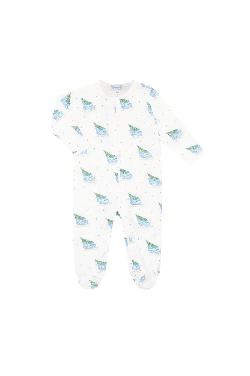 Nellapima Blue Merry Sleighs Zipper Footie