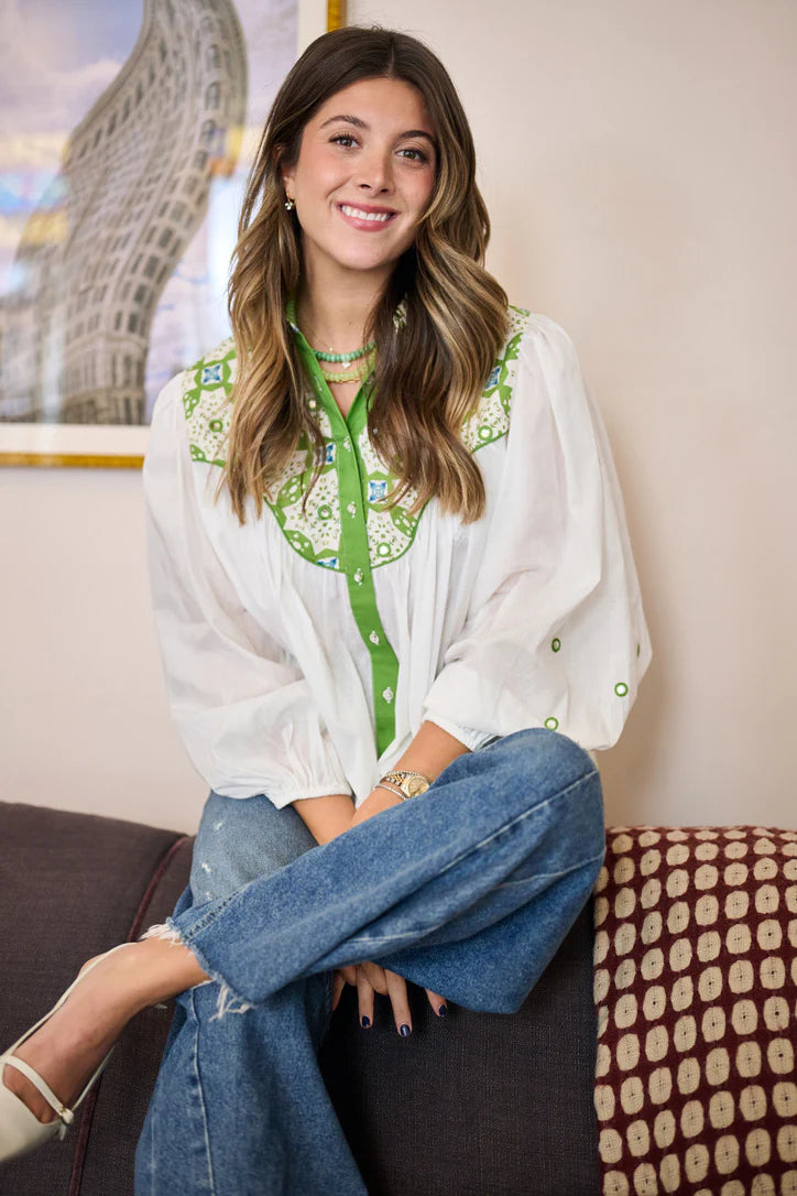 Brooks Avenue Maria Green Western Blouse