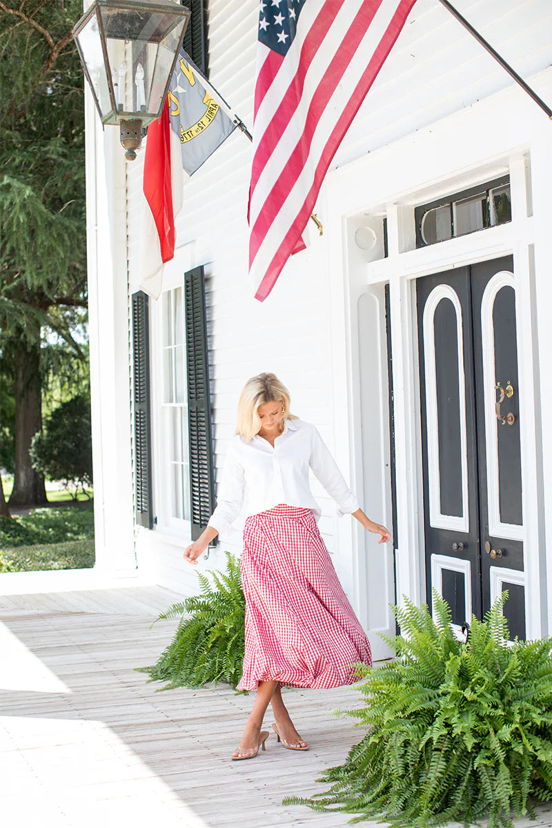 House of MBR Red Gingham JuJu Bubble Long Skirt Long