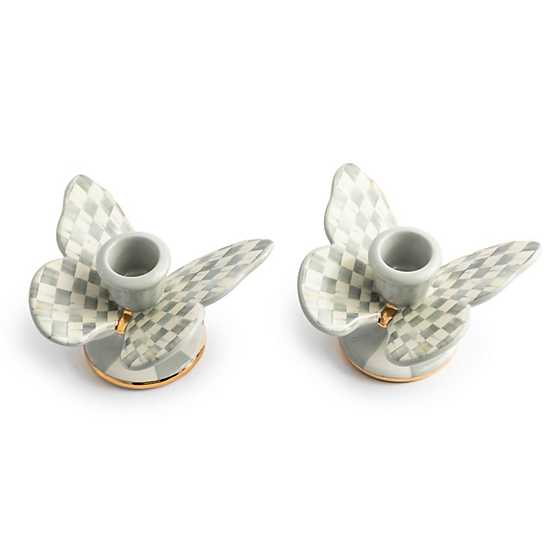 Mackenzie-Childs Sterling Check Butterfly Candle Holders (Set of 2)