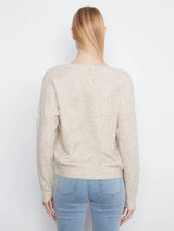 Charlie B Long Sleeve Drop Shoulder V Neck w/ Flower Applique