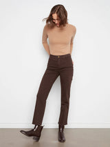 Charlie B Coffee Brown Straight Leg Colored Twill Pants