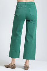 Wide Leg Crop pant in Emerald Green