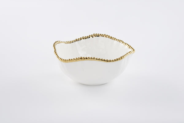 Pampa Bay Large Salad Bowl in Gold and White