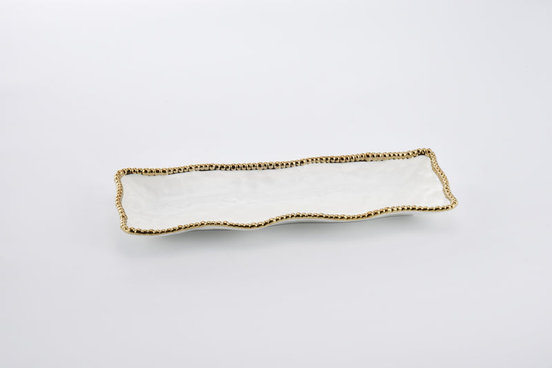 Pampa Bay Rectangular Serving Piece in Gold and White