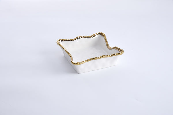 Pampa Bay Cocktail Napkin Holder in Gold and White