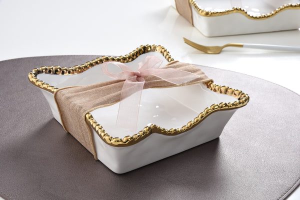 Pampa Bay Cocktail Napkin Holder in Gold and White