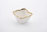 Pampa Bay Square Snack Bowl in Gold and White