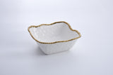 Pampa Bay Large Square Salad Bowl in Gold and White