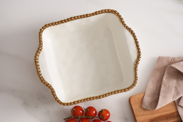 Pampa Bay Square Baking Dish in Gold and White