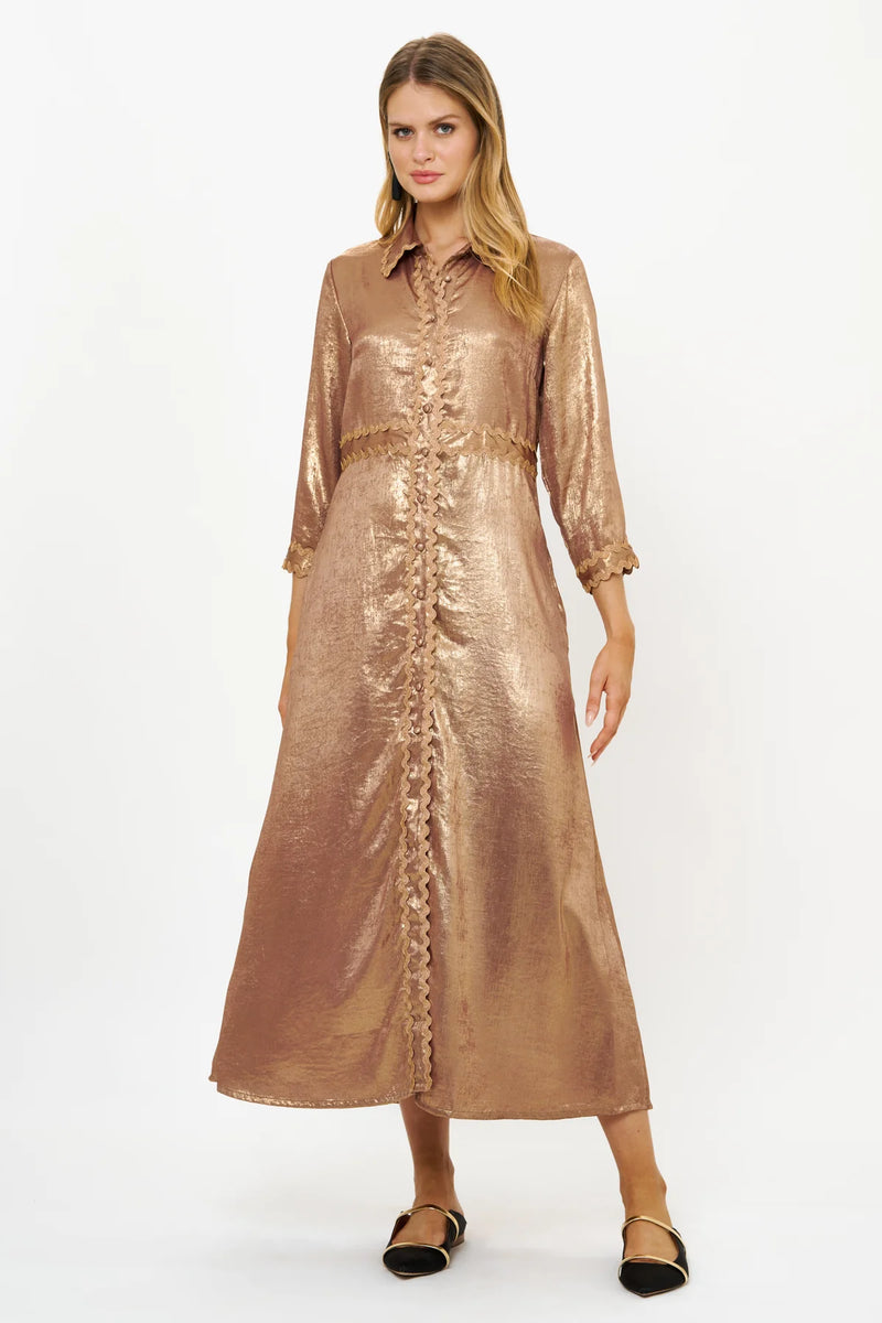 Oliphant Gold Cairo Shirt Maxi Dress