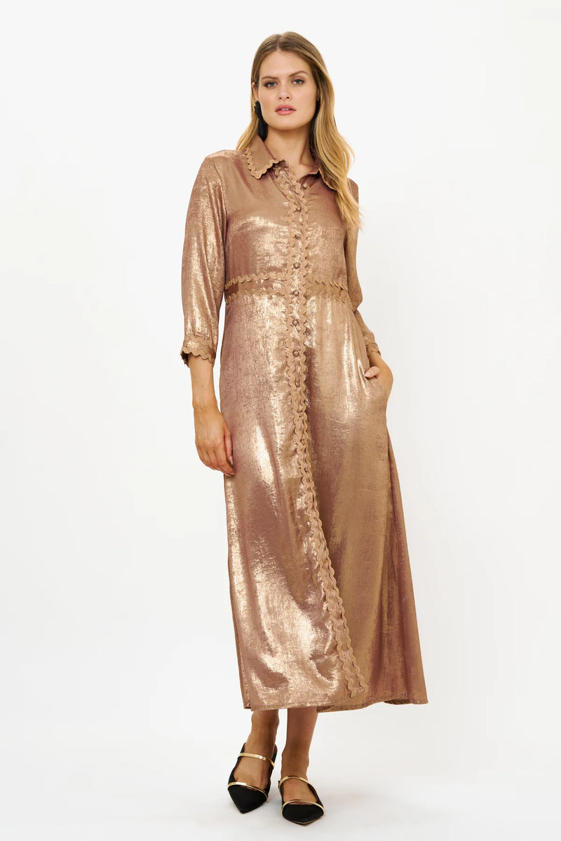 Oliphant Gold Cairo Shirt Maxi Dress