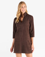 Callie Faux Suede Dress in Espresso