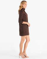 Callie Faux Suede Dress in Espresso