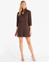 Callie Faux Suede Dress in Espresso