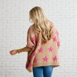 Cape Star Sweater in Khaki with Pink Stars