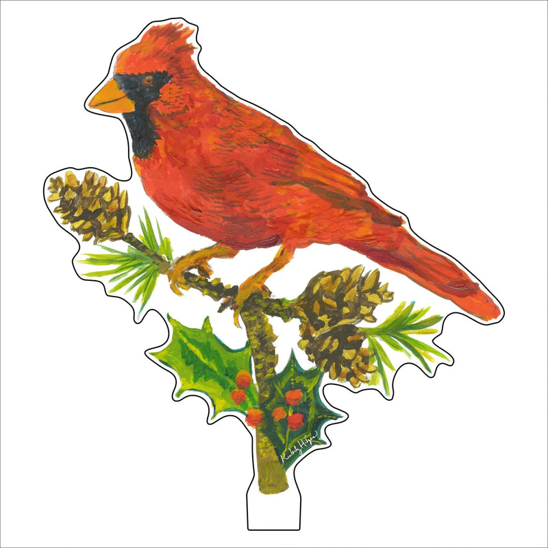 Acrylic Cardinal with Pine Cones in Size Large