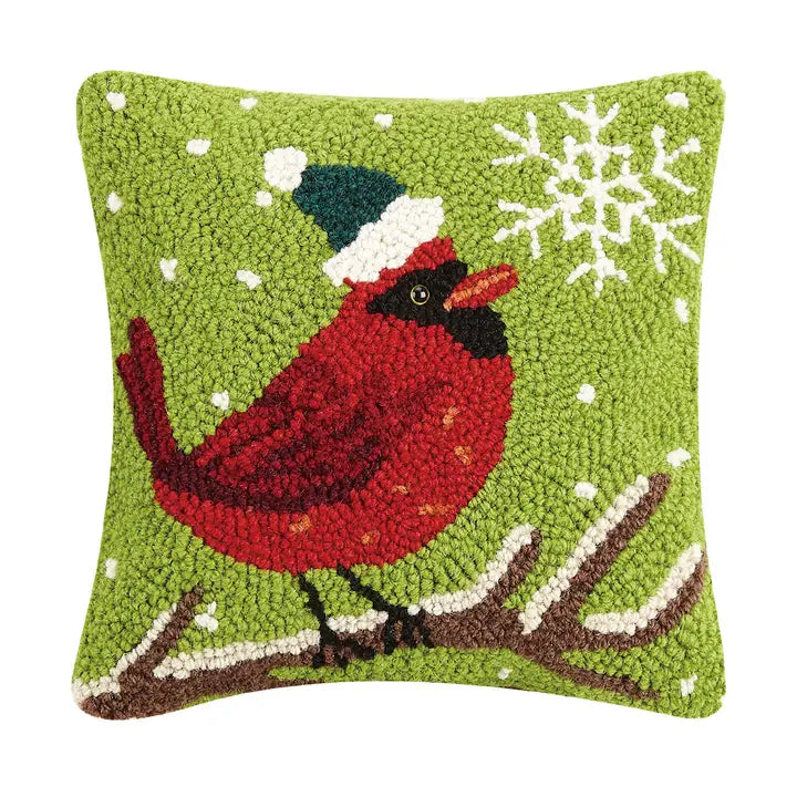 Cardinal With Snowflake Pillow