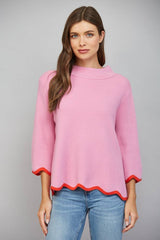 Scallop Edge Mock Neck Sweater (Multiple Colors!)