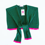 Caryn Lawn Cardi in Forest and Pink