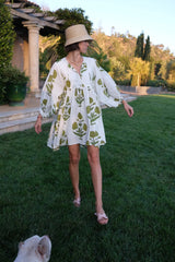 Taj Mini Dress in Green Flower