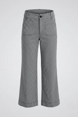 Black and White Wide Leg Cropped Patch Pocket Pant