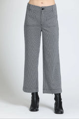Black and White Wide Leg Cropped Patch Pocket Pant