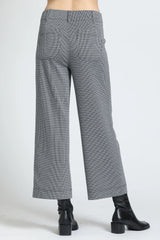 Black and White Wide Leg Cropped Patch Pocket Pant