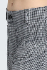 Black and White Wide Leg Cropped Patch Pocket Pant