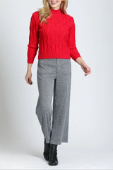 Black and White Wide Leg Cropped Patch Pocket Pant