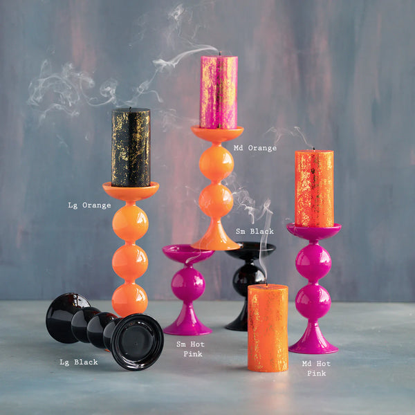 Glitterville "Trick or Sweet" Pillar Candle Holders (Multiple Color and Size Options)
