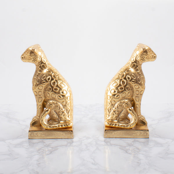 Gold Leopard Bookend Set