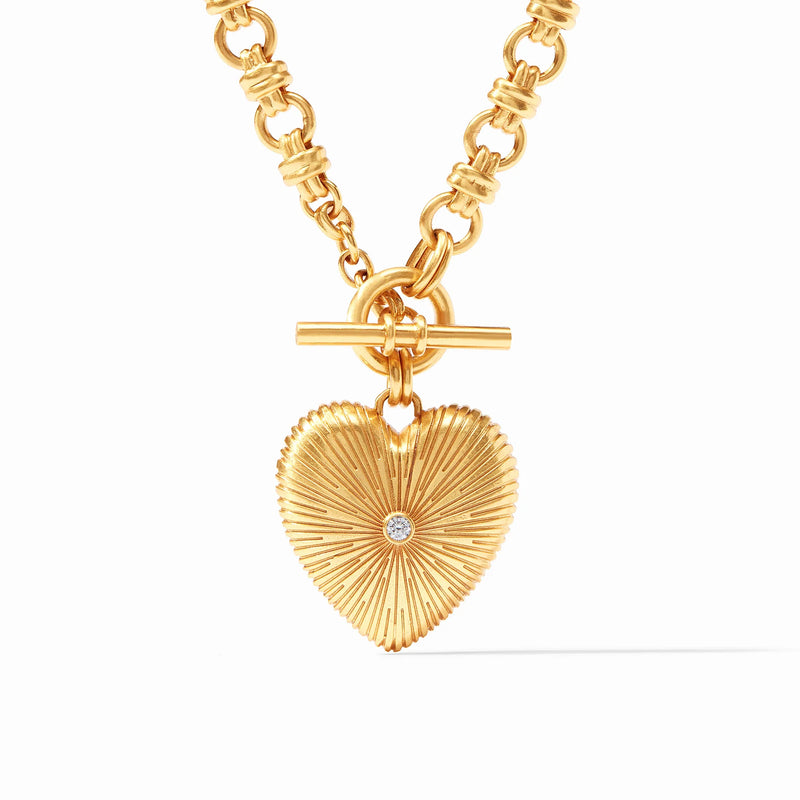 Julie Vos Esme Heart Necklace in Gold Cubic Zirconia