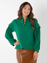 Emily McCarthy Orchid Top in Green Jacket