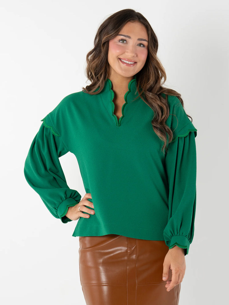 Emily McCarthy Orchid Top in Green Jacket