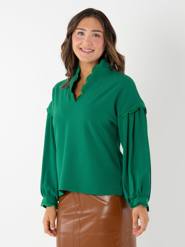 Emily McCarthy Orchid Top in Green Jacket