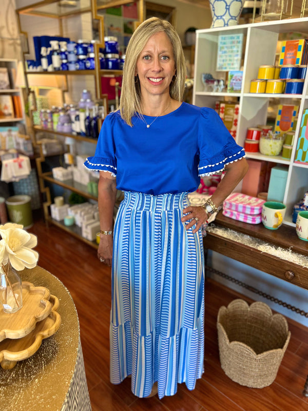 Vivian Skirt in Simply Striped Blue