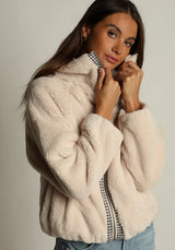 Dylan So Cozy Jacket in Natural with Gingham Zip