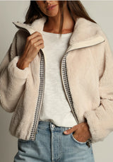 Dylan So Cozy Jacket in Natural with Gingham Zip