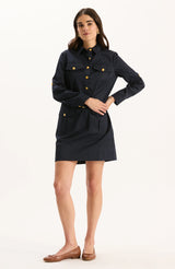 Rory Cotton Shirtdress in Navy