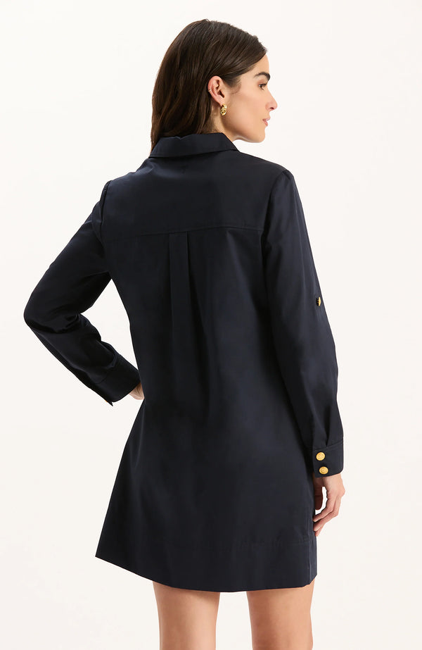 Rory Cotton Shirtdress in Navy