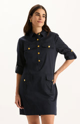 Rory Cotton Shirtdress in Navy