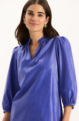 Sherri Vegan Leather Dress in Regal Blue
