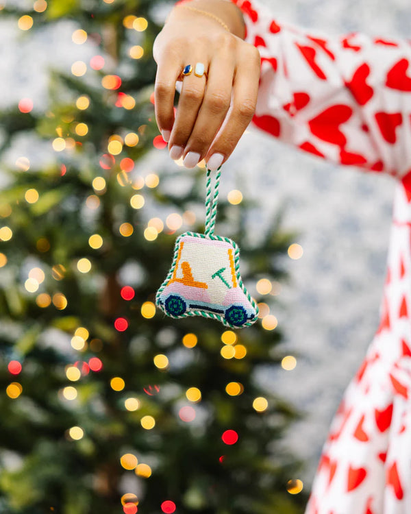 Golf Cart Needlepoint Icon Ornament