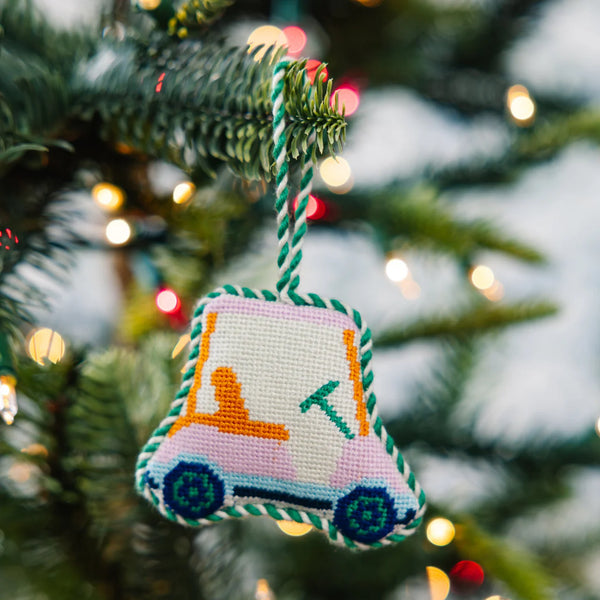 Golf Cart Needlepoint Icon Ornament