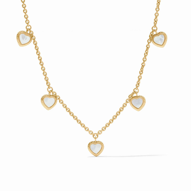 Julie Vos Heart Delicate Charm Necklace in Mother of Pearl