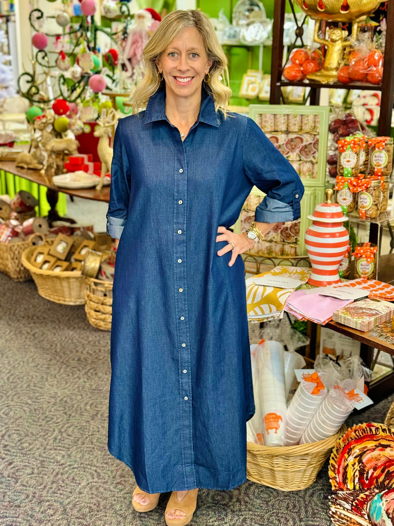 Denim Button Up Maxi Dress