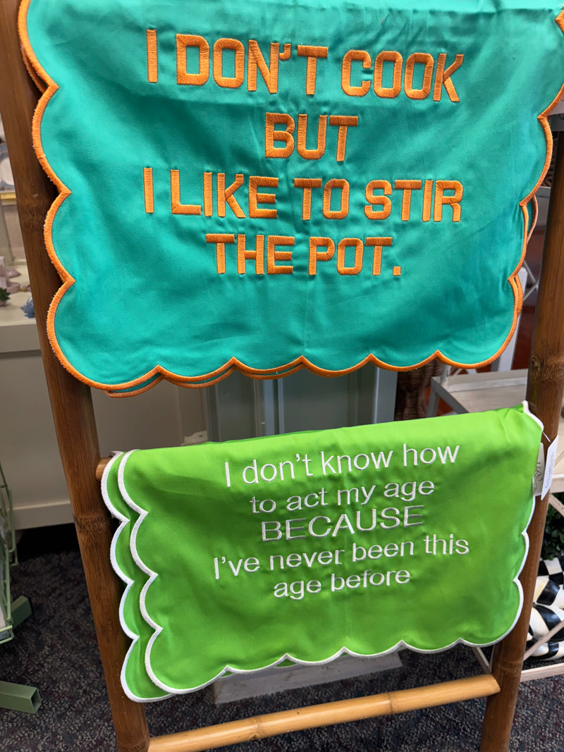 Scalloped Saying Tea Towels (Multiple Style Options)