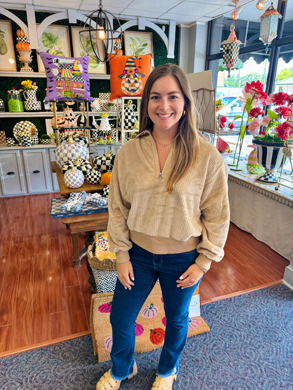 Skylar Half Zip in Light Brown